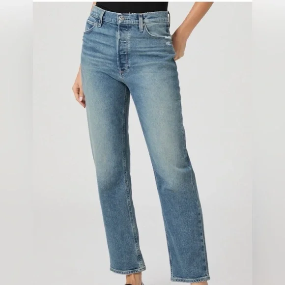 NWT. PAIGE SAWYER High Rise Straight Leg LightBlue Women's Jeans - Picture 2 of 12
